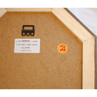 ウォールミラー おしゃれ 鏡 壁掛け 八角形 隅切り 木製 ミラー OT 白 ホワイト ゴールド アンティーク イタリア製 ベルトーチ BERTOZZI 808839