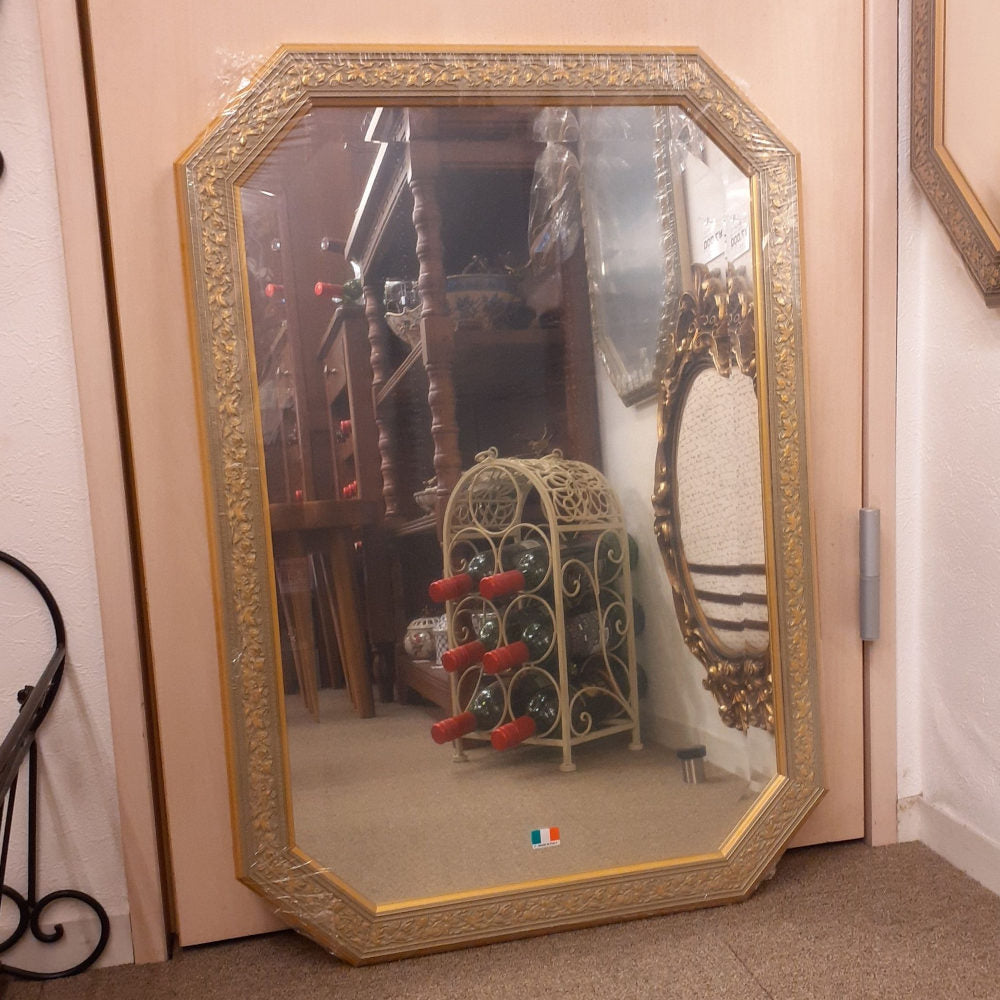 ウォールミラー おしゃれ 鏡 壁掛け 八角形 木製 グレー ゴールド ミラー OT・GD アンティーク イタリア製 ベルトーチ BERTOZZI 808864