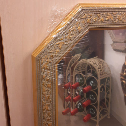 ウォールミラー おしゃれ 鏡 壁掛け 八角形 木製 グレー ゴールド ミラー OT・GD アンティーク イタリア製 ベルトーチ BERTOZZI 808864