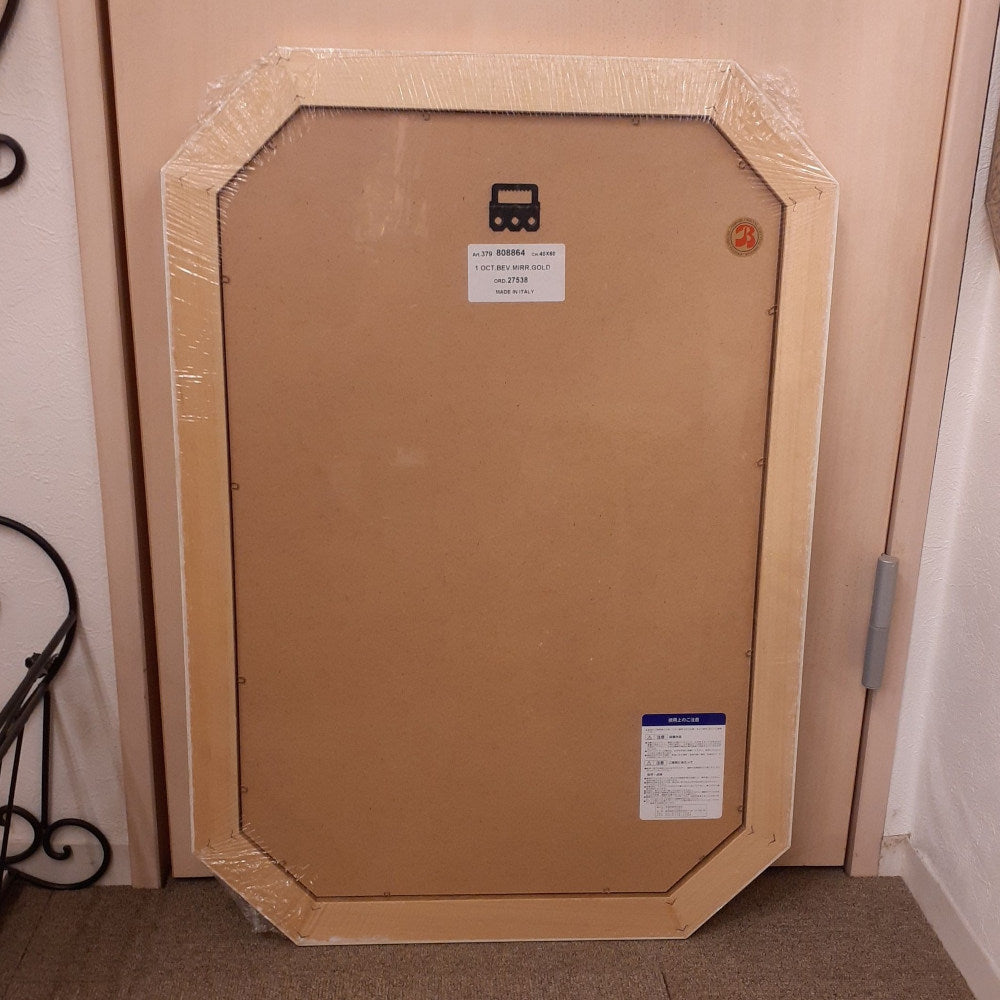 ウォールミラー おしゃれ 鏡 壁掛け 八角形 木製 グレー ゴールド ミラー OT・GD アンティーク イタリア製 ベルトーチ BERTOZZI 808864