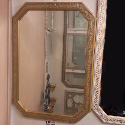 ウォールミラー おしゃれ 鏡 壁掛け 八角形 木製 グレー ゴールド ミラー OT・GD アンティーク イタリア製 ベルトーチ BERTOZZI 808864