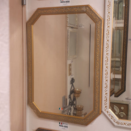 ウォールミラー おしゃれ 鏡 壁掛け 八角形 木製 グレー ゴールド ミラー OT・GD アンティーク イタリア製 ベルトーチ BERTOZZI 808864