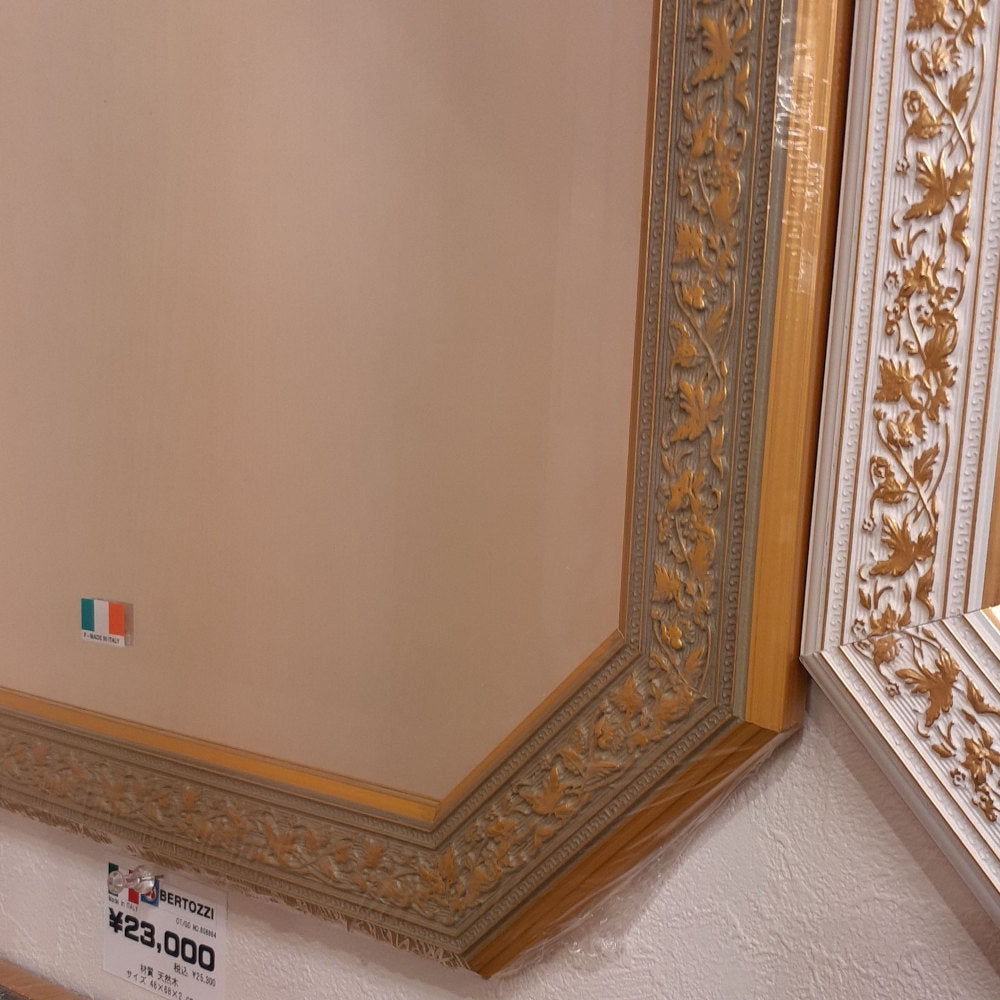 ウォールミラー おしゃれ 鏡 壁掛け 八角形 木製 グレー ゴールド ミラー OT・GD アンティーク イタリア製 ベルトーチ BERTOZZI 808864