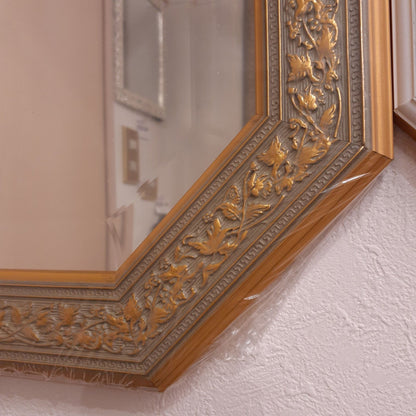 ウォールミラー おしゃれ 鏡 壁掛け 八角形 木製 グレー ゴールド ミラー OT・GD アンティーク イタリア製 ベルトーチ BERTOZZI 808864