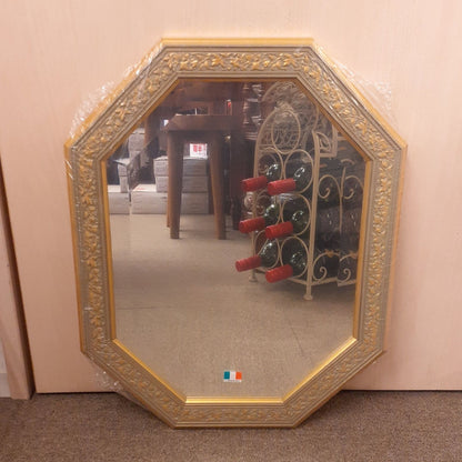 ウォールミラー おしゃれ 鏡 壁掛け 八角形 隅切り 木製 ミラー OT・GD グレー ゴールド アンティーク イタリア製 ベルトーチ BERTOZZI 808865