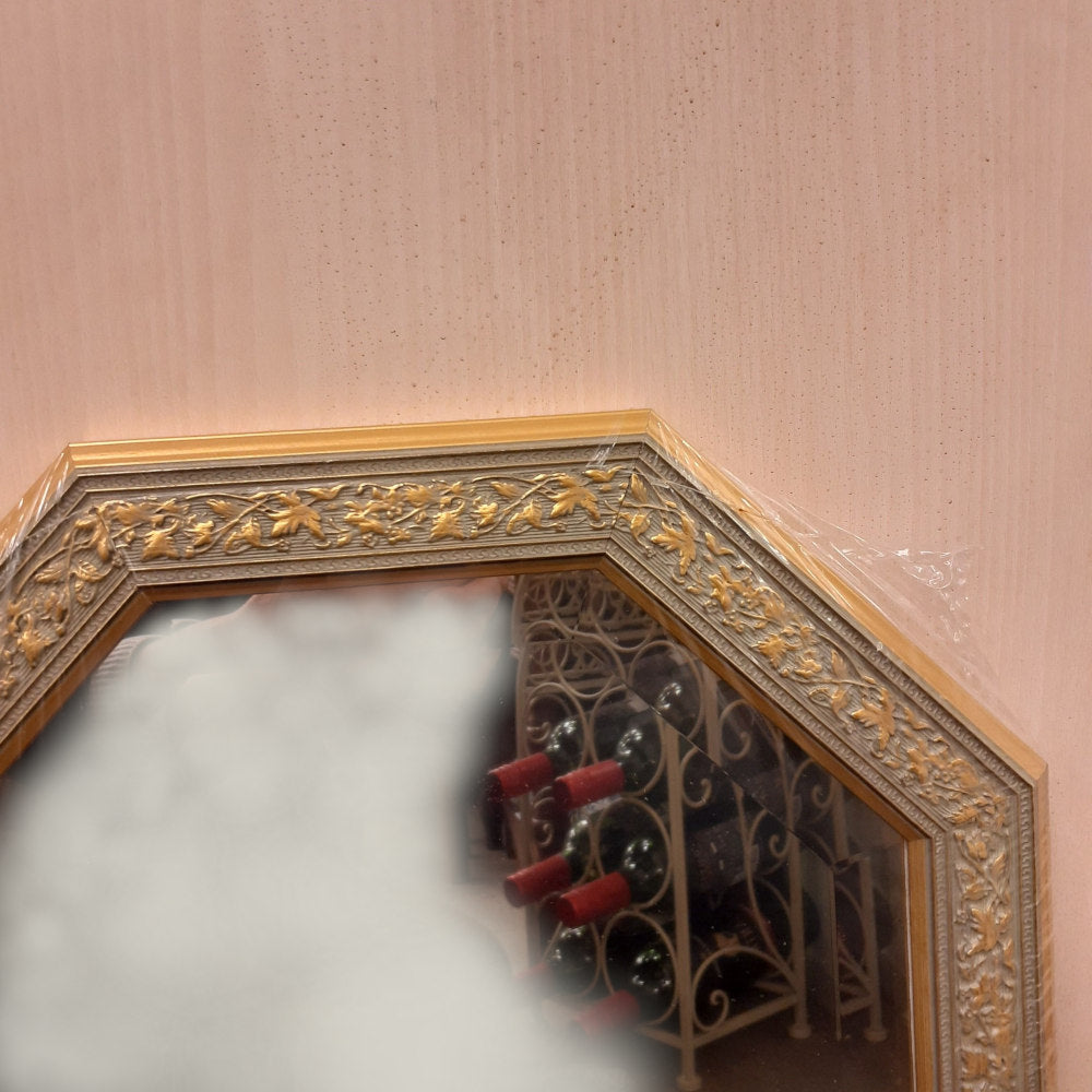 ウォールミラー おしゃれ 鏡 壁掛け 八角形 隅切り 木製 ミラー OT・GD グレー ゴールド アンティーク イタリア製 ベルトーチ BERTOZZI 808865