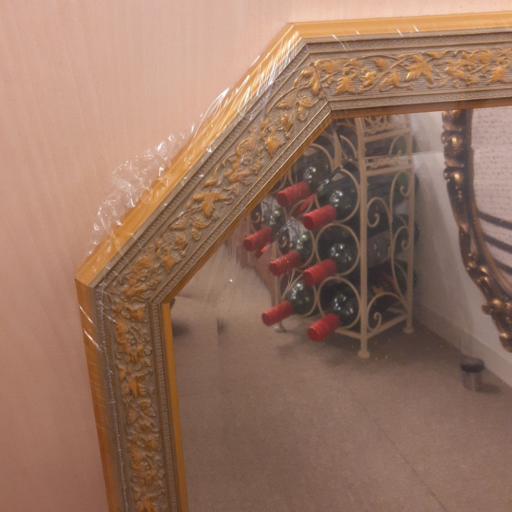 ウォールミラー おしゃれ 鏡 壁掛け 八角形 隅切り 木製 ミラー OT・GD グレー ゴールド アンティーク イタリア製 ベルトーチ BERTOZZI 808865