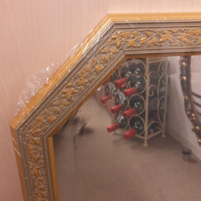 ウォールミラー おしゃれ 鏡 壁掛け 八角形 隅切り 木製 ミラー OT・GD グレー ゴールド アンティーク イタリア製 ベルトーチ BERTOZZI 808865