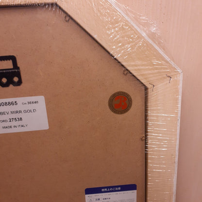 ウォールミラー おしゃれ 鏡 壁掛け 八角形 隅切り 木製 ミラー OT・GD グレー ゴールド アンティーク イタリア製 ベルトーチ BERTOZZI 808865