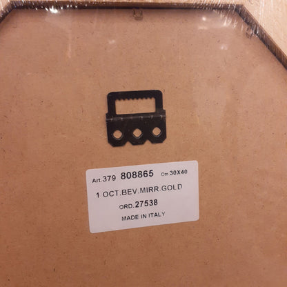 ウォールミラー おしゃれ 鏡 壁掛け 八角形 隅切り 木製 ミラー OT・GD グレー ゴールド アンティーク イタリア製 ベルトーチ BERTOZZI 808865