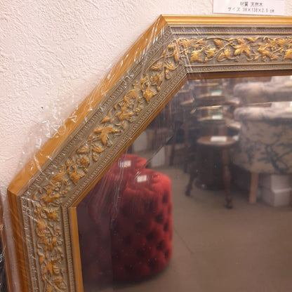 ウォールミラー おしゃれ 鏡 壁掛け 八角形 隅切り 木製 ミラー OT・GD グレー ゴールド アンティーク イタリア製 ベルトーチ BERTOZZI 808865