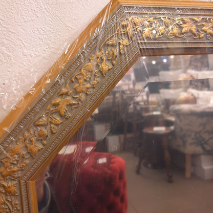 ウォールミラー おしゃれ 鏡 壁掛け 八角形 隅切り 木製 ミラー OT・GD グレー ゴールド アンティーク イタリア製 ベルトーチ BERTOZZI 808865