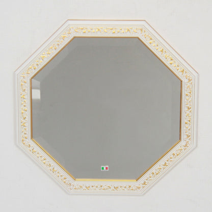 ウォールミラー おしゃれ 鏡 壁掛け 正八角形 木製 白 ホワイト ミラー OT アンティーク イタリア製 ベルトーチ BERTOZZI 808867
