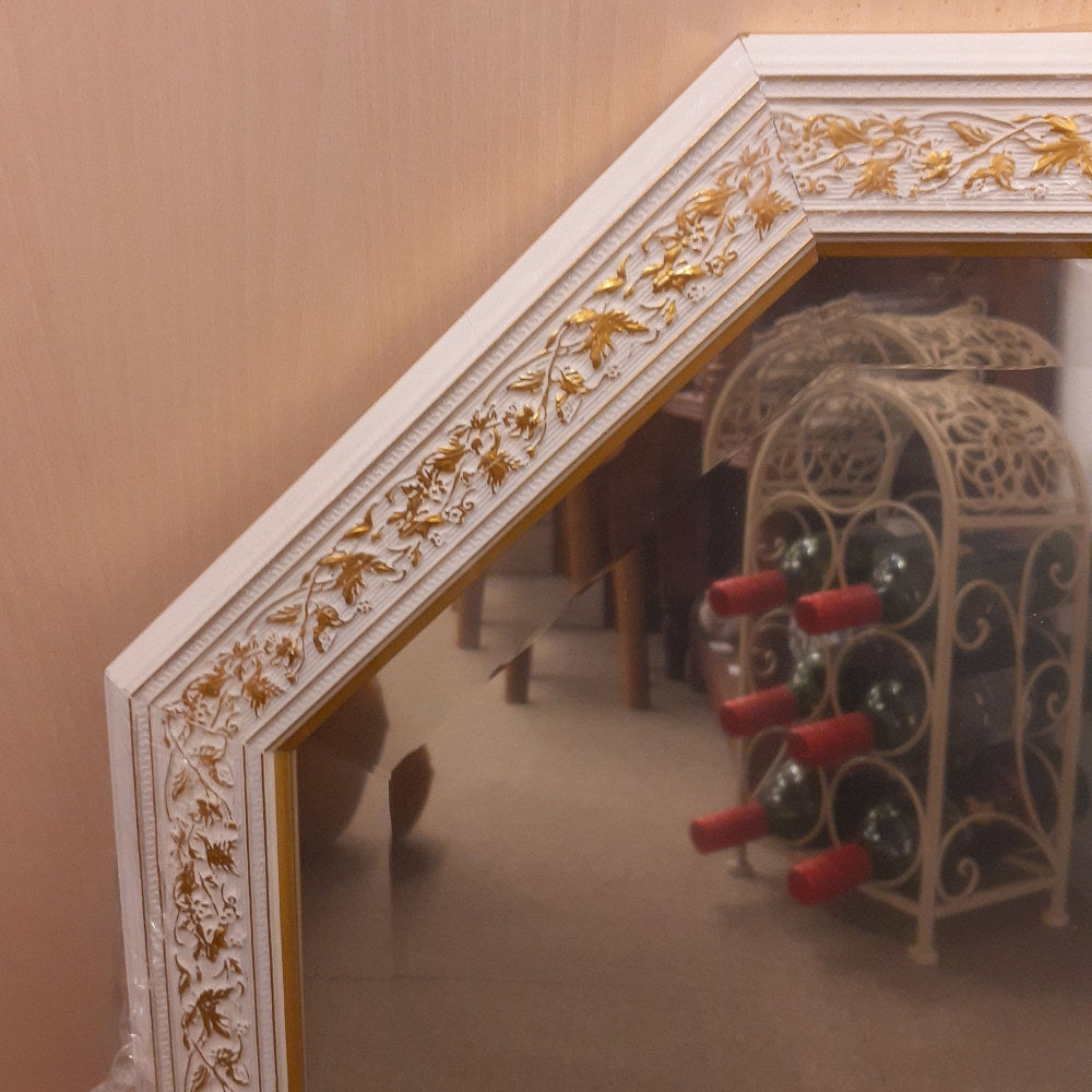 ウォールミラー おしゃれ 鏡 壁掛け 正八角形 木製 白 ホワイト ミラー OT アンティーク イタリア製 ベルトーチ BERTOZZI 808867