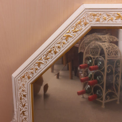 ウォールミラー おしゃれ 鏡 壁掛け 正八角形 木製 白 ホワイト ミラー OT アンティーク イタリア製 ベルトーチ BERTOZZI 808867