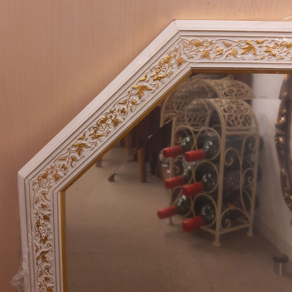 ウォールミラー おしゃれ 鏡 壁掛け 正八角形 木製 白 ホワイト ミラー OT アンティーク イタリア製 ベルトーチ BERTOZZI 808867