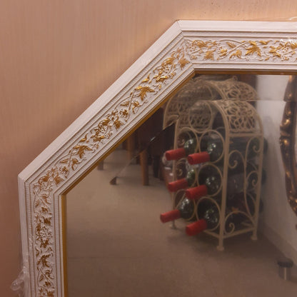 ウォールミラー おしゃれ 鏡 壁掛け 正八角形 木製 白 ホワイト ミラー OT アンティーク イタリア製 ベルトーチ BERTOZZI 808867