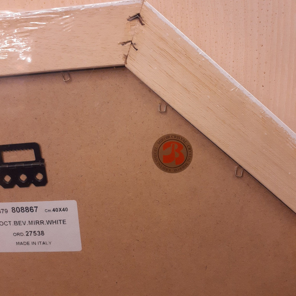 ウォールミラー おしゃれ 鏡 壁掛け 正八角形 木製 白 ホワイト ミラー OT アンティーク イタリア製 ベルトーチ BERTOZZI 808867