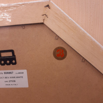 ウォールミラー おしゃれ 鏡 壁掛け 正八角形 木製 白 ホワイト ミラー OT アンティーク イタリア製 ベルトーチ BERTOZZI 808867