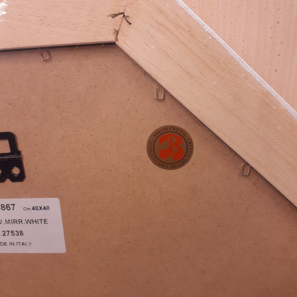 ウォールミラー おしゃれ 鏡 壁掛け 正八角形 木製 白 ホワイト ミラー OT アンティーク イタリア製 ベルトーチ BERTOZZI 808867