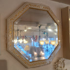 ウォールミラー おしゃれ 鏡 壁掛け 正八角形 木製 白 ホワイト ミラー OT アンティーク イタリア製 ベルトーチ BERTOZZI 808867