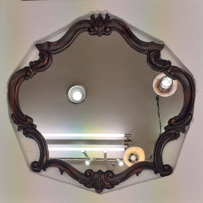 壁掛けミラー カービングウォールミラー アンティーク調 鏡 大きい鏡 ビッグミラー 壁掛け鏡 ヨーロピアン アンティーク風 おしゃれ ブラウン ロココ調 817003
