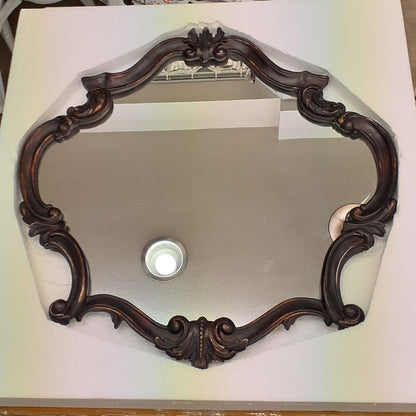 壁掛けミラー カービングウォールミラー アンティーク調 鏡 大きい鏡 ビッグミラー 壁掛け鏡 ヨーロピアン アンティーク風 おしゃれ ブラウン ロココ調 817003