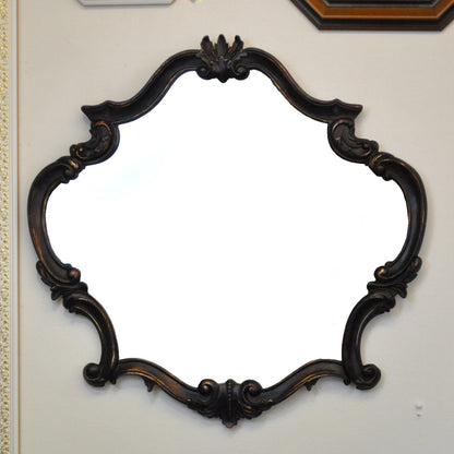 壁掛けミラー カービングウォールミラー アンティーク調 鏡 大きい鏡 ビッグミラー 壁掛け鏡 ヨーロピアン アンティーク風 おしゃれ ブラウン ロココ調 817003
