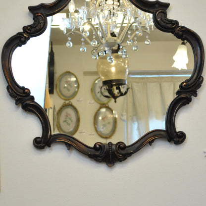 壁掛けミラー カービングウォールミラー アンティーク調 鏡 大きい鏡 ビッグミラー 壁掛け鏡 ヨーロピアン アンティーク風 おしゃれ ブラウン ロココ調 817003