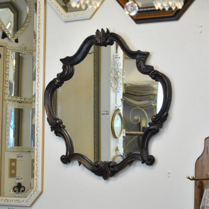 壁掛けミラー カービングウォールミラー アンティーク調 鏡 大きい鏡 ビッグミラー 壁掛け鏡 ヨーロピアン アンティーク風 おしゃれ ブラウン ロココ調 817003