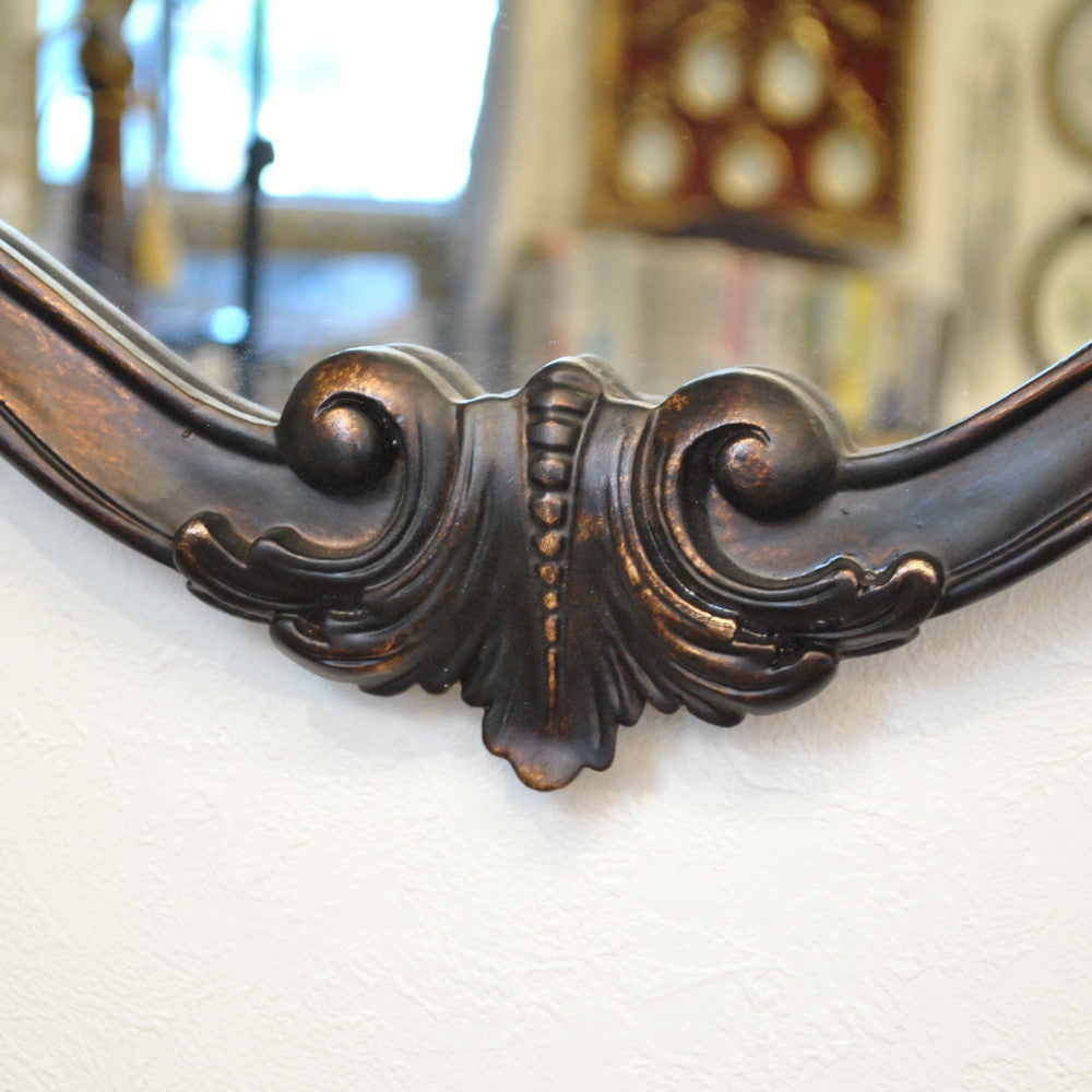 壁掛けミラー カービングウォールミラー アンティーク調 鏡 大きい鏡 ビッグミラー 壁掛け鏡 ヨーロピアン アンティーク風 おしゃれ ブラウン ロココ調 817003
