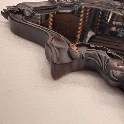 壁掛けミラー カービングウォールミラー アンティーク調 鏡 大きい鏡 ビッグミラー 壁掛け鏡 ヨーロピアン アンティーク風 おしゃれ ブラウン ロココ調 817003