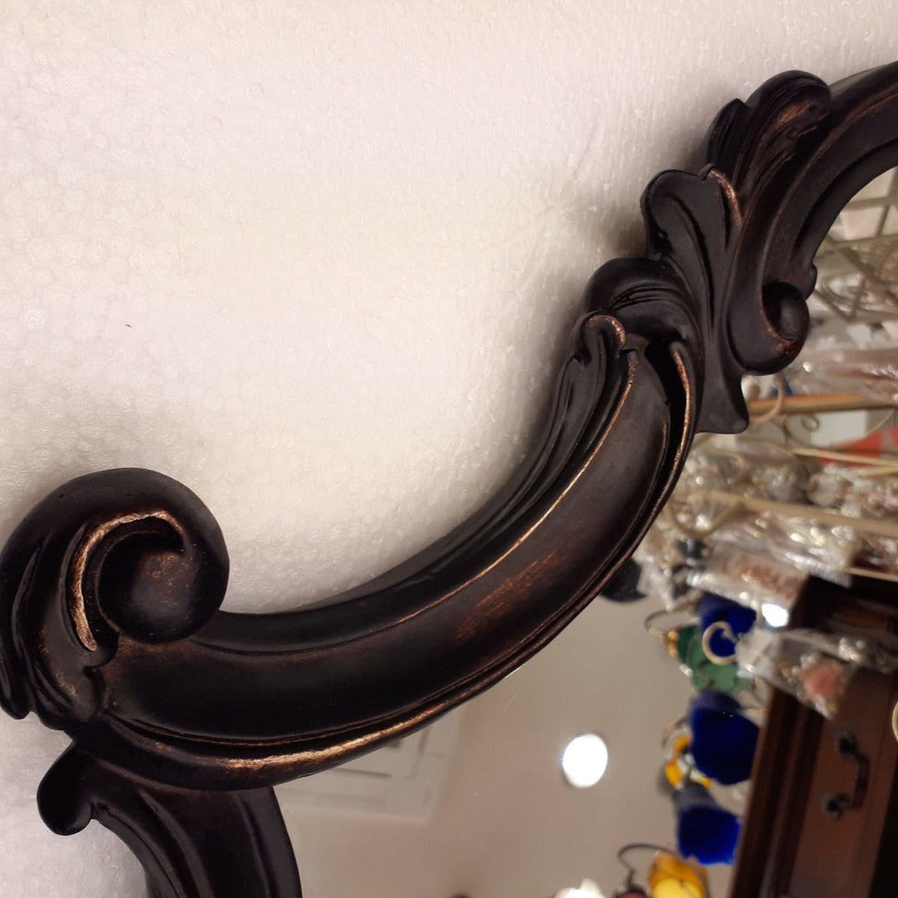 壁掛けミラー カービングウォールミラー アンティーク調 鏡 大きい鏡 ビッグミラー 壁掛け鏡 ヨーロピアン アンティーク風 おしゃれ ブラウン ロココ調 817003