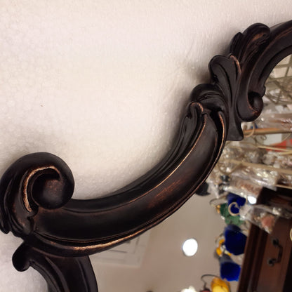 壁掛けミラー カービングウォールミラー アンティーク調 鏡 大きい鏡 ビッグミラー 壁掛け鏡 ヨーロピアン アンティーク風 おしゃれ ブラウン ロココ調 817003