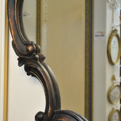 壁掛けミラー カービングウォールミラー アンティーク調 鏡 大きい鏡 ビッグミラー 壁掛け鏡 ヨーロピアン アンティーク風 おしゃれ ブラウン ロココ調 817003