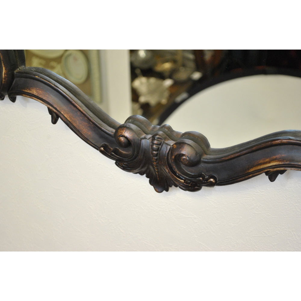 壁掛けミラー カービングウォールミラー アンティーク調 鏡 大きい鏡 ビッグミラー 壁掛け鏡 ヨーロピアン アンティーク風 おしゃれ ブラウン ロココ調 817003