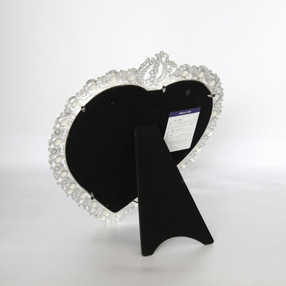 鏡 卓上ミラー 置き鏡 壁掛け卓上両用ミラー ハート型鏡 おしゃれ 壁掛け鏡 スタンドミラー ハート ウォールミラー パール 真珠 ラインストーン シルバー 822003