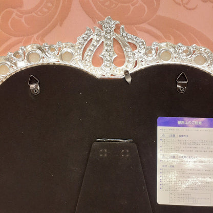 鏡 卓上ミラー 置き鏡 壁掛け卓上両用ミラー ハート型鏡 おしゃれ 壁掛け鏡 スタンドミラー ハート ウォールミラー パール 真珠 ラインストーン シルバー 822003