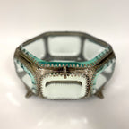 ジュエリーボックス 宝石箱 ガラスボックス 真鍮雑貨 アンティーク調宝石箱 クラシカル装飾BOX アンティーク調雑貨 真鍮製 ガラス雑貨 クラシック 雑貨 87137BX-SV