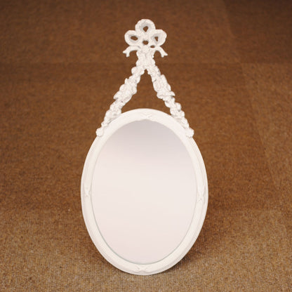 壁掛け鏡 リボン デコレーションミラー ホワイトミラー 鏡 かわいい 壁掛け アンティーク風 フレンチ風 フランス風 883018 WH