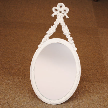 壁掛け鏡 リボン デコレーションミラー ホワイトミラー 鏡 かわいい 壁掛け アンティーク風 フレンチ風 フランス風 883018 WH