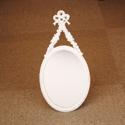 壁掛け鏡 リボン デコレーションミラー ホワイトミラー 鏡 かわいい 壁掛け アンティーク風 フレンチ風 フランス風 883018 WH