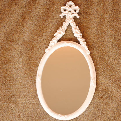 壁掛け鏡 リボン デコレーションミラー ホワイトミラー 鏡 かわいい 壁掛け アンティーク風 フレンチ風 フランス風 883018 WH