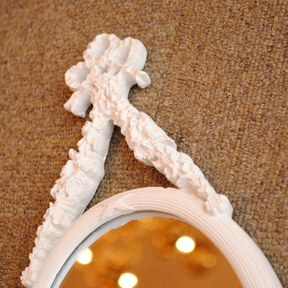 壁掛け鏡 リボン デコレーションミラー ホワイトミラー 鏡 かわいい 壁掛け アンティーク風 フレンチ風 フランス風 883018 WH