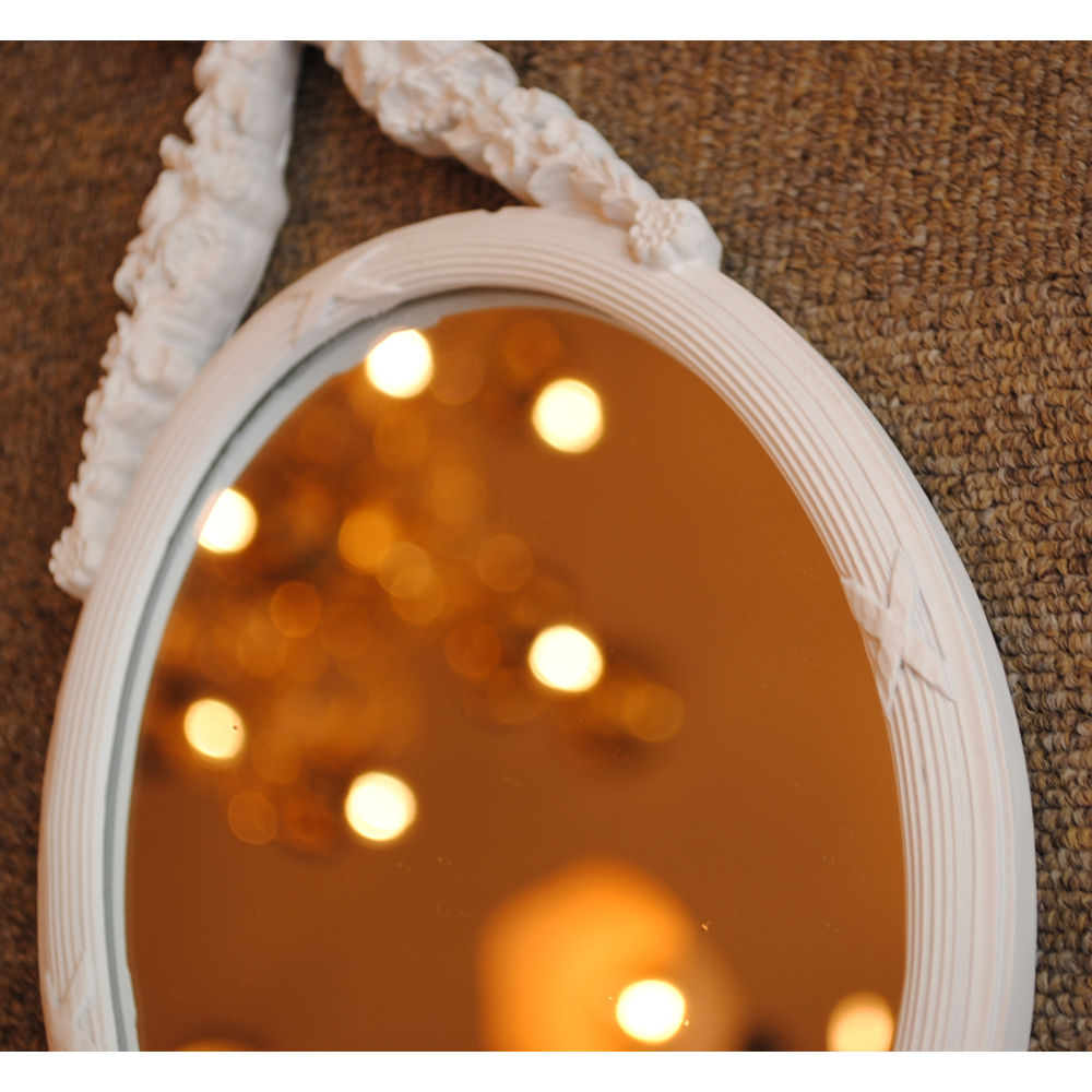 壁掛け鏡 リボン デコレーションミラー ホワイトミラー 鏡 かわいい 壁掛け アンティーク風 フレンチ風 フランス風 883018 WH