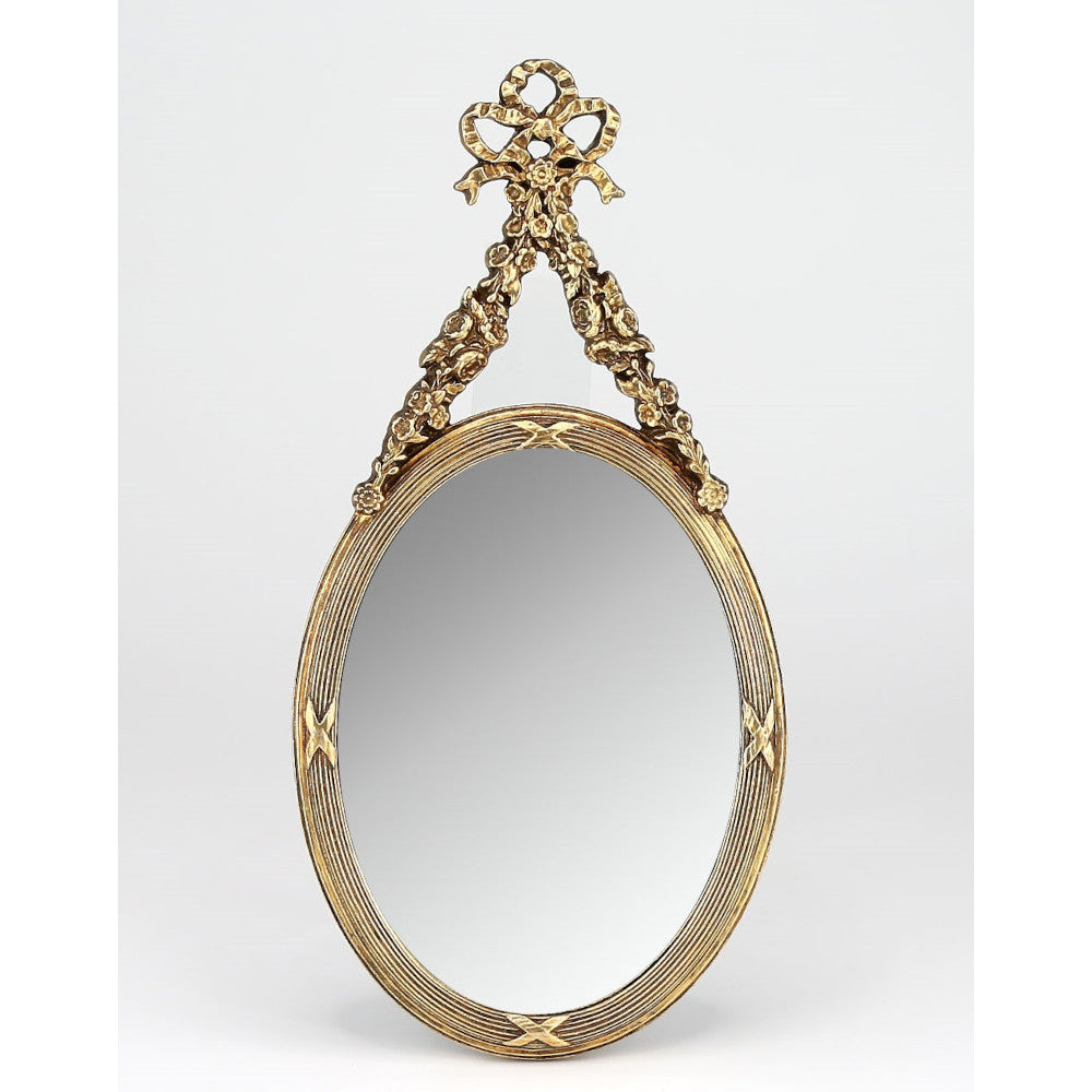 壁掛け鏡 リボン デコレーションミラー ゴールドミラー 鏡 かわいい 壁掛け アンティーク風 フレンチ風 フランス風 883019 GD