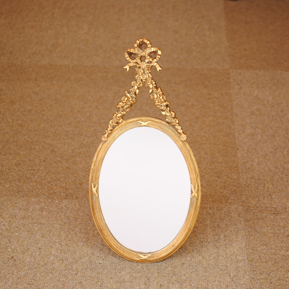 壁掛け鏡 リボン デコレーションミラー ゴールドミラー 鏡 かわいい 壁掛け アンティーク風 フレンチ風 フランス風 883019 GD