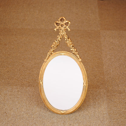 壁掛け鏡 リボン デコレーションミラー ゴールドミラー 鏡 かわいい 壁掛け アンティーク風 フレンチ風 フランス風 883019 GD