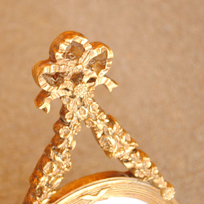 壁掛け鏡 リボン デコレーションミラー ゴールドミラー 鏡 かわいい 壁掛け アンティーク風 フレンチ風 フランス風 883019 GD