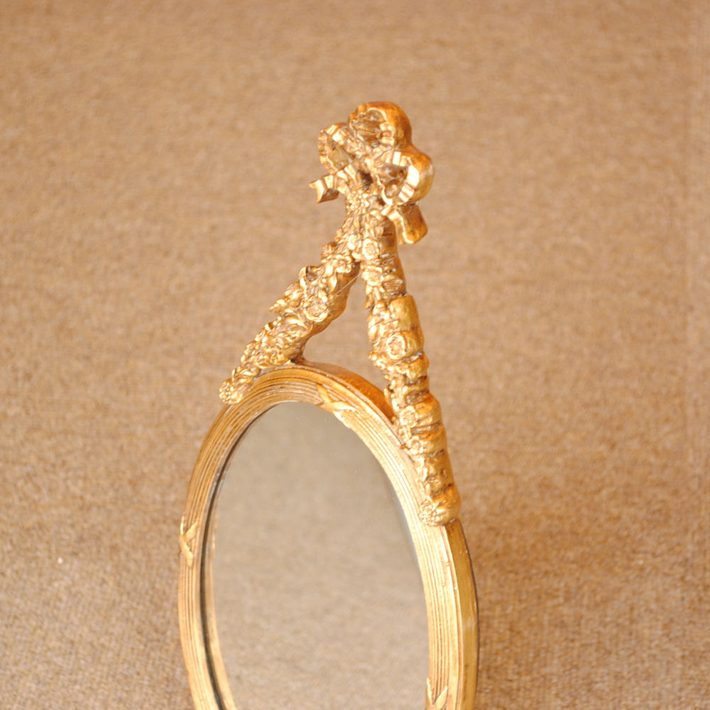 壁掛け鏡 リボン デコレーションミラー ゴールドミラー 鏡 かわいい 壁掛け アンティーク風 フレンチ風 フランス風 883019 GD